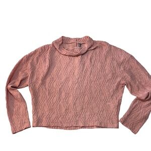 Anthropologie‎ Women Mauve Pink Crinkle Textured Mock Neck Top OB2186688 Medium